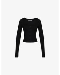 House Of Cb - Square-Neck Long-Sleeved Stretch-Woven Top Xs (A-C Cup) - Lyst