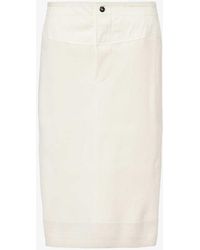 Bottega Veneta - Contrast-panel High-rise Stretch-cotton Midi Skirt - Lyst
