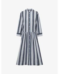 Nué Notes - Stripe Amig Striped Cotton Midi Dress - Lyst