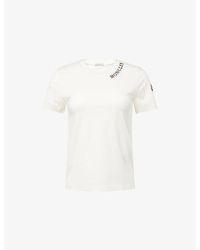 Moncler - Embroidered-Logo Short-Sleeve Cotton T-Shirt - Lyst