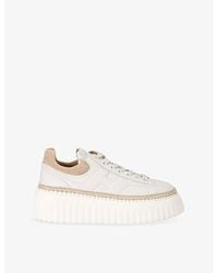 Hogan - H-Stripes Logo-Print Leather Low-Top Trainers - Lyst