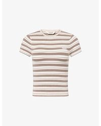 Lounge Underwear - Striped Ribbed Stretch-Knit T-Shirt - Lyst