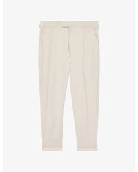 Reiss - Cantwell Tapered-Leg Cotton-Blend Trousers - Lyst