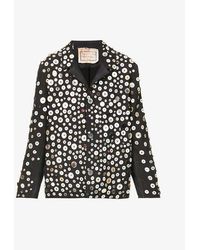 By Walid Buttoned-embellished Relaxed-fit Wool And Cotton-blend Jacket - Black