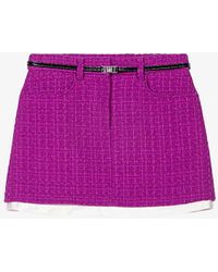 Maje - Clover-belt Tweed Mini Skirt - Lyst