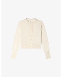 Sandro - Cropped Padded-Collar Cotton-Blend Cardigan - Lyst