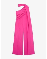 Reiss Inez Side-Stripe Woven Jumpsuit in Orange | Lyst