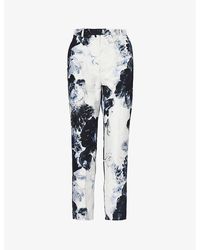 Alexander McQueen - Floral-print Tapered-leg High-rise Woven Trousers - Lyst