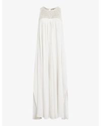AllSaints - Corrs Embroidered-neck Sleeveless Organic-cotton Maxi Dress - Lyst