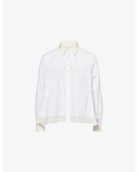 3.1 Phillip Lim - Flounce Hem Long-Sleeve Cotton-Silk Shirt - Lyst