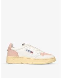 Autry - Medalist Brand-embroidered Suede And Leather Low-top Trainers - Lyst