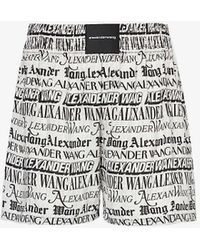 Alexander Wang - Newspaper Boxer Graphic-print Mid-rise Woven Shorts - Lyst