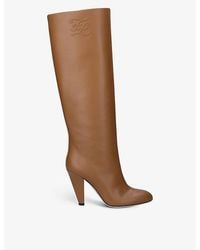 Fendi - Show Logo-Embossed Leather Knee-High Boots - Lyst