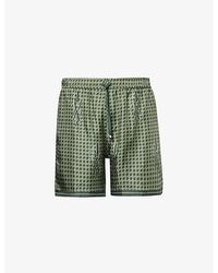 Amiri - Houndstooth Branded-pattern Silk Shorts - Lyst
