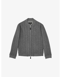 Reiss - Baddow Zip-Up Striped Wool-Blend Bomber Jacket - Lyst