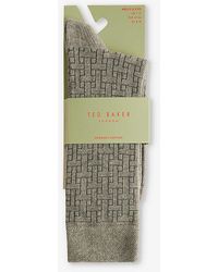 Ted Baker - Sokksix Graphic-pattern Stretch Cotton-blend Socks - Lyst