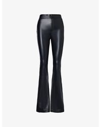 GOOD AMERICAN - Zip-pocket Welt-pocket High-rise Flared-leg Faux-leather Trousers - Lyst