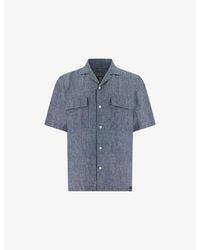 BOGGI - Open-Collar Linen And Cotton-Blend Denim Shirt - Lyst