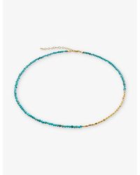 Monica Vinader - Mini nugget 18ct -plated Vermeil Sterling-silver And Turquoise Beaded Necklace - Lyst