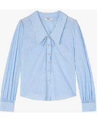 LK Bennett - Beecham Stripe-pattern Cotton-blend Regular-fit Shirt - Lyst