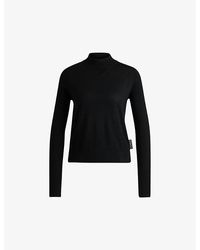 HUGO - High-Neck Logo-Tab Wool Jumper - Lyst