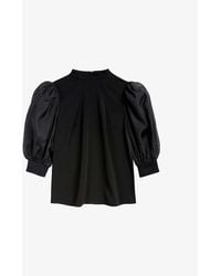 Ted Baker - Puffed-sleeve Round-neck Organza Top - Lyst