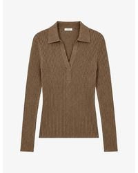 JOSEPH - Collared Rib Merino-Wool Blend Polo Top - Lyst