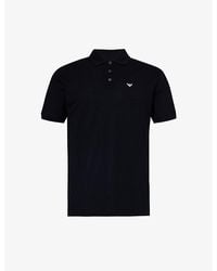 Emporio Armani - Brand-print Short-sleeve Cotton-jersey Polo Shirt - Lyst
