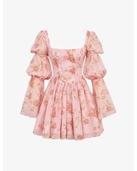 House Of Cb - Sancia Floral-Print Chiffon Mini Dress - Lyst