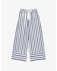 Ro&zo - Striped Wide-Leg Cotton-Linen Trousers - Lyst
