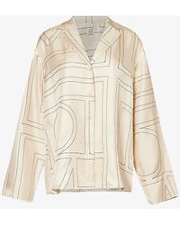 Totême - Brand-embroidered Oversized-fit Silk-twill Shirt - Lyst