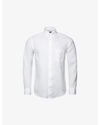 Eton - Buttoned-collar Slim-fit Linen Shirt - Lyst