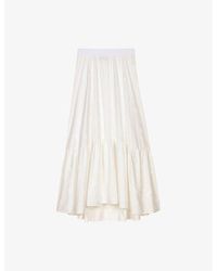 Maje - Sequin-Embellished Curved-Hem Woven Midi Skirt - Lyst