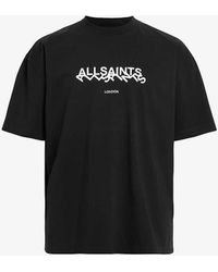 AllSaints - Slanted-logo Oversized Organic-cotton T-shirt - Lyst