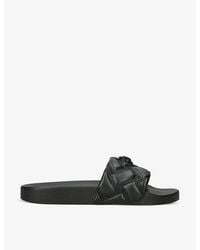 Kurt Geiger - Meena Eagle-Embellished Faux-Leather Flat Sandals - Lyst