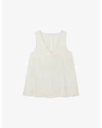 The White Company - V-Neck Relaxed-Fit Stretch Linen-Blend Shell Top - Lyst