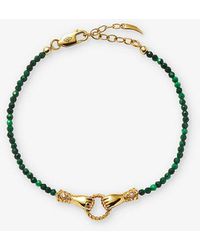 Missoma - X Harris Reed Good Hands 18ct Recycled Yellow -plated Brass, Cubic Zirconia And Malachite Beaded Bracelet - Lyst