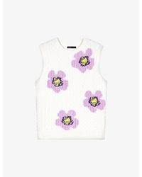 Maje - Floral Sleeveless Knitted Jumper - Lyst