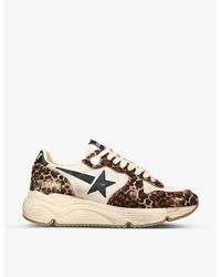 Golden Goose - Running Sole 15399 Leopard-Print Leather And Mesh Trainers - Lyst