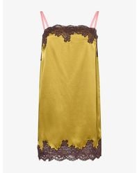Reformation - Emma-Rose Lace-Trim Silk Mini Dress - Lyst