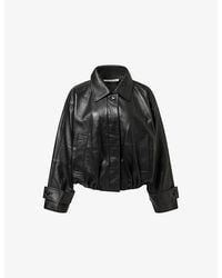 RÓHE Frames - Cropped Leather Bomber Jacket - Lyst