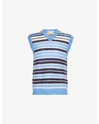 Marni - Striped-Print V-Neck Relaxed-Fit Wool-Blend Vest - Lyst