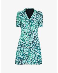 Whistles - Rowal Floral-print Short-sleeve Woven Mini Dress - Lyst
