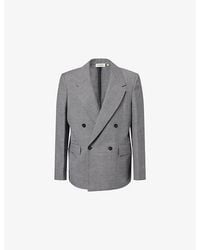 FRAME - Double-Breasted Unlined Wool And Linen-Blend Blazer - Lyst