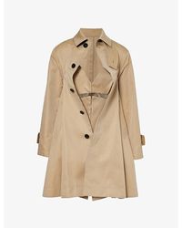 Sacai - Pin-tucked Pleat Deconstructed Cotton-blend Coat - Lyst