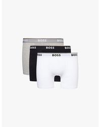 BOSS - Branded Waistband Stretch-Cotton Boxer Briefs - Lyst