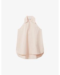 Reiss - Layla Open-collar Stretch-cotton Top - Lyst