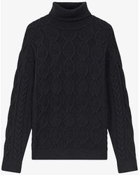 Reiss - Alston Roll-neck Cable-knit Wool-blend Jumper - Lyst