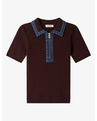 Sandro - Contrast-Collar Slim-Fit Wool-Blend Jumper - Lyst