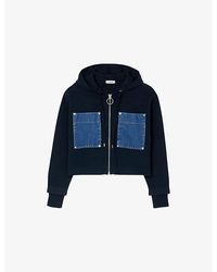 Sandro - Denim-Pocket Relaxed-Fit Knitted Hoody - Lyst